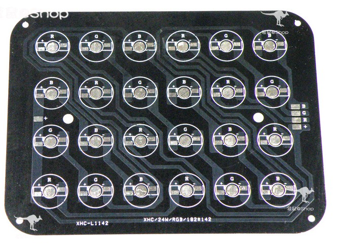 (image for) 24W 182x142mm RGB LED High Power Rectangular Aluminum Plate 8 Series Connections Common Anode